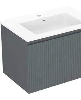 Kúpeľňový nábytok MEXEN/S - Rivel kúpeľňová skrinka 70 cm s umývadlom Otis, 1 šuplík, reliéf, grafit mat/biela mat 91A20-07047-1-BF66-W18M01