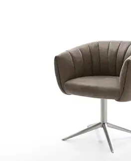 Jedálenské stoličky DELIFE Jedálenská stolička Jada-Flex mikrovlákno taupe vintage krížová podstava nerezová oceľ 360° otočný hojdacia funkcia vrecková pružina
