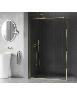 Sprchové dvere MEXEN/S - Kyoto-F Sprchová zástena WALK-IN s rámom 75 x 202, transparent 8 mm, zlato 800-075-104-50-00