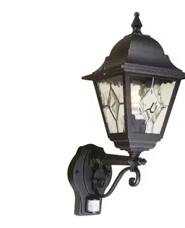 Svietidlá Elstead - Vonkajšie nástenné svietidlo so senzorom NORFOLK 1xE27/100W/230V IP43 NR1-PIR-BLACK