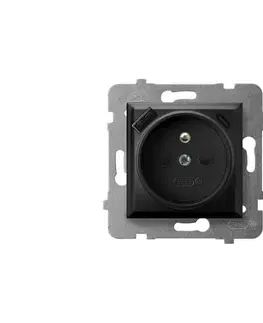 Predlžovacie káble Ospel - Domová zásuvka bez rámika 230V + 1xUSB-A + 1xUSB-C ARIA čierna GP-1UZPUSBAC/m/33