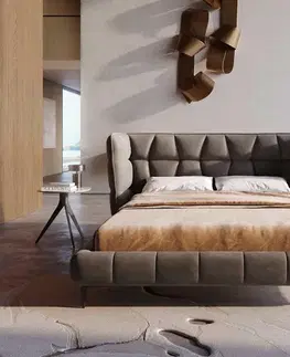 Čalúnené postele DELIFE Čalúnená posteľ Capujo 140x200 cm mikrovlákno taupe vintage