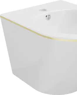 Doplnky do kúpeľne MEXEN - Lena bidet závesný, biela/zlatá linka 35224805