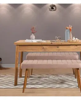 Jedálenské sety Jedálenský set s rozkladacím stolom a lavicou (3 kusy) Santiago 0900 - Atlantic Pine, Stone