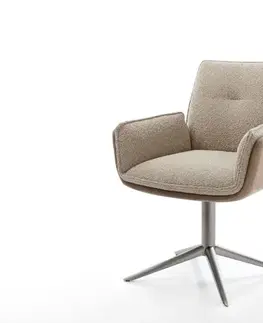 Jedálenské stoličky DELIFE Otočná jedálenská stolička Nela-Flex zmiešané materiály tmavobéžová podstava grafitová 360° otočná hojdacia funkcia