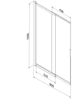 Sprchové dvere MEXEN - Fox vaňová zástena 2-krídlová posuvná 85 x 150, transparent, biela 891-085-002-20-00