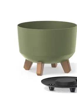 Kvetináče a truhlíky NABBI DGRL240 plastový kvetináč na nožičkách 23,8 cm zelená