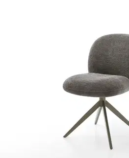 Jedálenské stoličky DELIFE Jedálenská stolička Nube-Flex bouclé mäkký tmavobéžová krížová podstava široká titánová farba 360° otočný hojdacia funkcia vrecková pružina