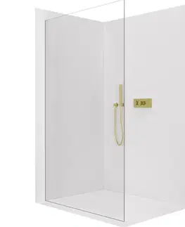 Sprchové dvere CERANO - Sprchová zástena Walk-in Crystal Ľ/P - 8 mm - bezvzperový systém - zlatá, transparentné sklo - 150x200 CER-8050BD6642