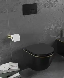 Doplnky do kúpeľne MEXEN - Lena bidet závesný, čierna mat/zlatá linka 35224875