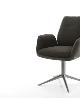 Jedálenské stoličky DELIFE Jedálenská stolička Zoa-Flex zmiešané materiály čierna podstava grafitová 360° otočný hojdacia funkcia vrecková pružina