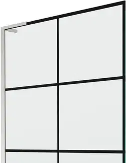 Sprchové dvere MEXEN/S - Next L vaňová zástena FIX 100 x 150, čierna vzor, nikel kartáčovaná 895-100-000-03-77-97