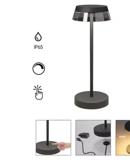 LED osvetlenie Redo 90312 - LED Stmievateľná stolná lampa ILUNA LED/2,5W/5V 3000 mAh IP65 čierna 90312