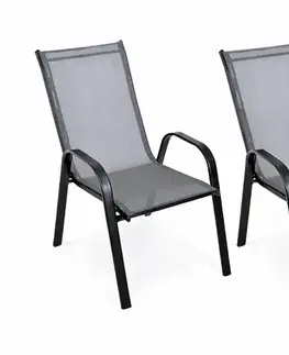 Záhradné stoličky 2 ks DAMARA kovová záhradná stolička, čierna/sivá