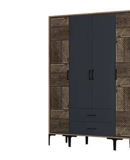 Šatňové skrine Šatníková skriňa Kumsal PTP - Walnut, Anthracite