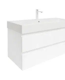 Kúpeľňový nábytok Kúpeľňová skrinka s umývadlom SAT B-Way 99x50x45 cm biela lesk BWAY2100WU2BBI BWAY2100WU2BBI