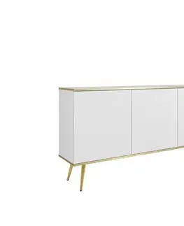 Komody ArtPS Komoda BIJOU K-160 | biela / zlaté nohy
