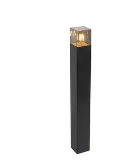 Zahradne stlpove lampy Stojaca vonkajšia lampa čierna 70 cm IP44 s dymovým sklom - Denmark
