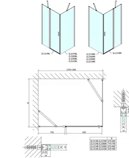 Sprchové dvere POLYSAN - ZOOM Black obdĺžniková sprchová zástena 1400x800 L/P varianta ZL1314BZL3280B