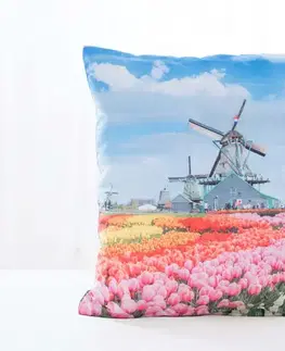 Dekoračné obliečky Carbotex Obliečka na vankúš 40 × 40 cm - Veterné mlyny v Holandsku-  -