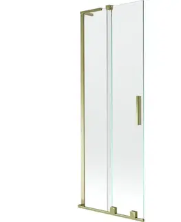Sprchové dvere MEXEN/S - Velar L dvojkrídlová posuvná vaňová zástena 70 x 150, transparent, zlatá 896-070-003-01-50