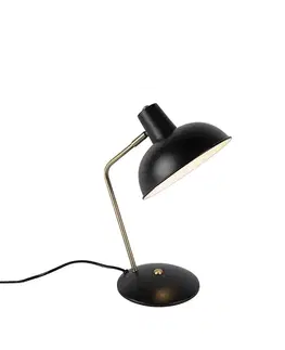 Stolné lampy Retro stolná lampa čierna s bronzom - Milou