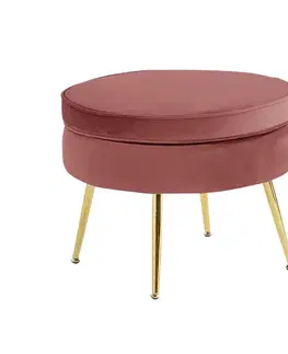 Taburety KONDELA Noblin Typ 1 taburetka ružová (Velvet) / zlatá