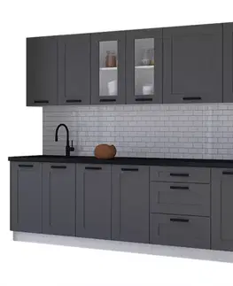 Sivý kuchynský nábytok Kuchynská linka Luna dustgrey/biela 260 bez dosku