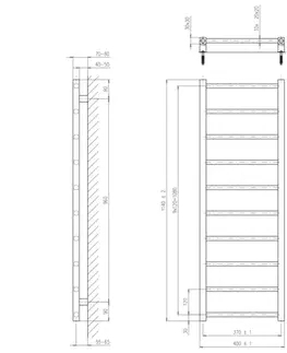 Radiátory do kúpeľne SAPHO - METRO LIGHT vykurovacie teleso 400x1140 čierna mat IR445TB