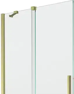 Sprchové dvere MEXEN/S - Velar Dvojkrídlová posuvná vaňová zástena 100 x 150, transparent, zlatá kartáčovaná 896-100-000-01-55