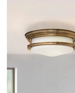 Záhradné lampy Elstead Quintiesse QN-HADRIAN-FS-BR-OPAL - Vonkajšie stropné svietidlo HADRIAN, 2×E27 (max. 40 W), 230 V, IP44, bronzové prevedenie QN-HADRIAN-FS-BR-OPAL
