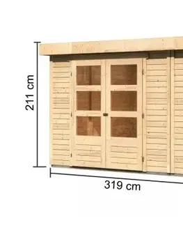 s prístreškom Drevený záhradný domček RETOLA 4 Lanitplast