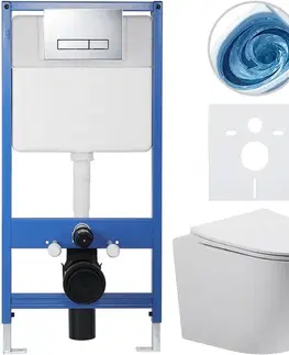 Záchody CERANO - Kompletný podomietkový WC set Lite/Cesso - biela matná - WC tlačidlo Slim, chróm - predstenová inštalácia/sadrokartón - 49x36 CER-8050BD101