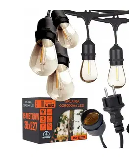 LED osvetlenie SmartLED LED vonkajšia dekoratívna reťaz 15xE27/1W/230V 15,94 m IP44 čierna 4534