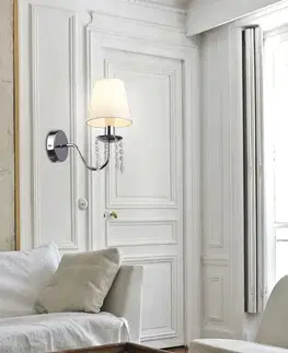 Stropná svetla Chrómová nástenná lampa/béžové tienidlo s kryštálmi 40W Ruti