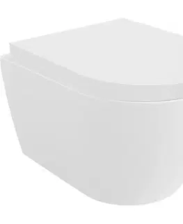 Záchody MEXEN/S - Carmen Závesná WC misa Rimless Tornado vrátane sedátka s slow, duroplast, biela lesk 30880200T