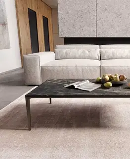 Konferenčné stolíky DELIFE Konferenčný stolík Levente 110x60 cm keramika Laminam® Noir Desir hnedá podstava kov titánová farba