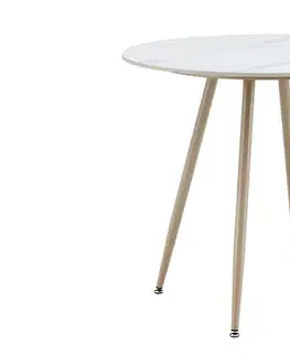 Záhradné stoly ROUND záhradný stôl 80 cm, biela/béžová