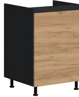 Kuchynské skrinky stojace Kuchynská skrinka Brick D60 ZL čierna/craft