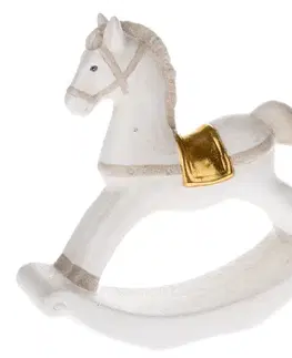 Vianočné dekorácie Porcelánový hojdací koník biela, 17,5 x 16,5 cm​