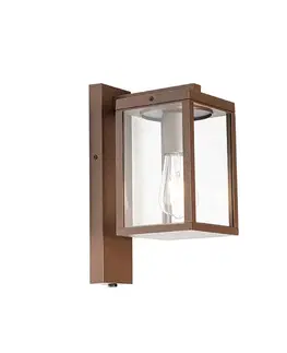 Vonkajsie svetlo so senzorom Vonkajšia nástenná lampa hrdzavohnedá IP44 so senzorom súmraku - Charlois