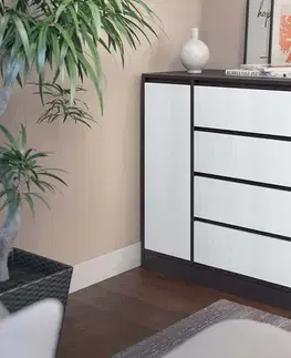 Komody a skrinky MAX šuplíková komoda, biela / wenge