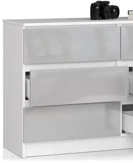 Komody a skrinky Moderná komoda, SOPHIE120, biela / metalický lesk