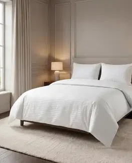 Obliečky Kvalitex Saténové obliečky Stripe biela, 240 x 220 cm, 2 ks 70 x 90 cm
