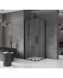 Sprchovacie kúty MEXEN/S - Velar Duo štvorcový sprchovací kút 80 x 80, transparent, čierna 871-080-080-02-70