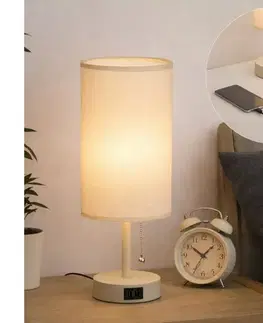 Lampy BRILAGI - Stolná lampa s USB portom TABLON 1xE27/25W/230V béžová/krémová BG3668+BG3681