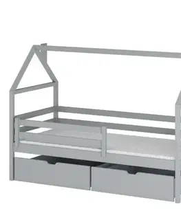 Detské postele Posteľ Domček Aron 80x160 sivá