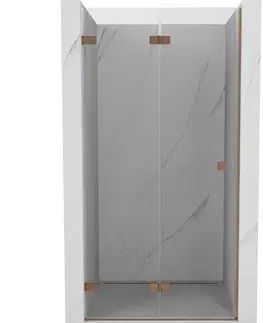 Sprchovacie kúty MEXEN/S - Lunar-F skladacie sprchové dvere ľavé 95, transparent, meď kartáčovaná 836-095-000-65-00-L