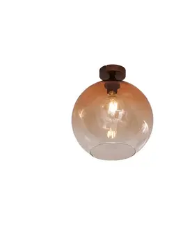 Stropné osvetlenie Stropné svietidlo Art Deco tmavý bronz s hnedým sklom - Sandra