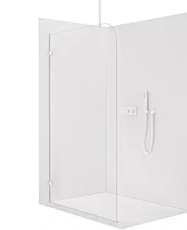 Sprchové dvere CERANO - Sprchová zástena Walk-in Orbis Top Round Ľ/P - 8 mm - okrúhla vzpera - biela matná, transparentné sklo - 120x200 CER-682570